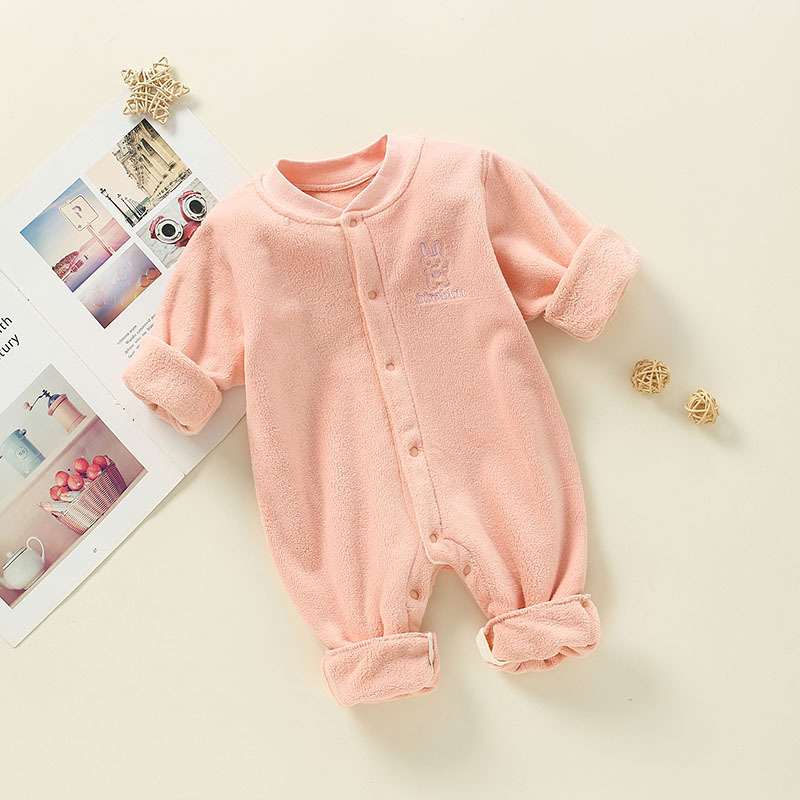 Baby Winter Fleece Rabbit Pattern Romper-kissminis