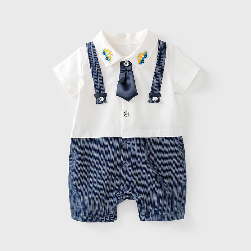 Baby Boy Little Gentleman Necktie Romper -kissminis