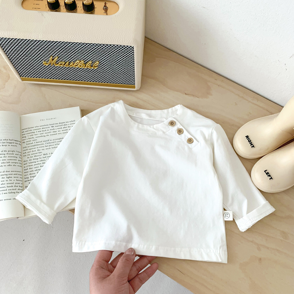Baby Boy/Girl Solid Color Long Sleeve Shirt-kissminis
