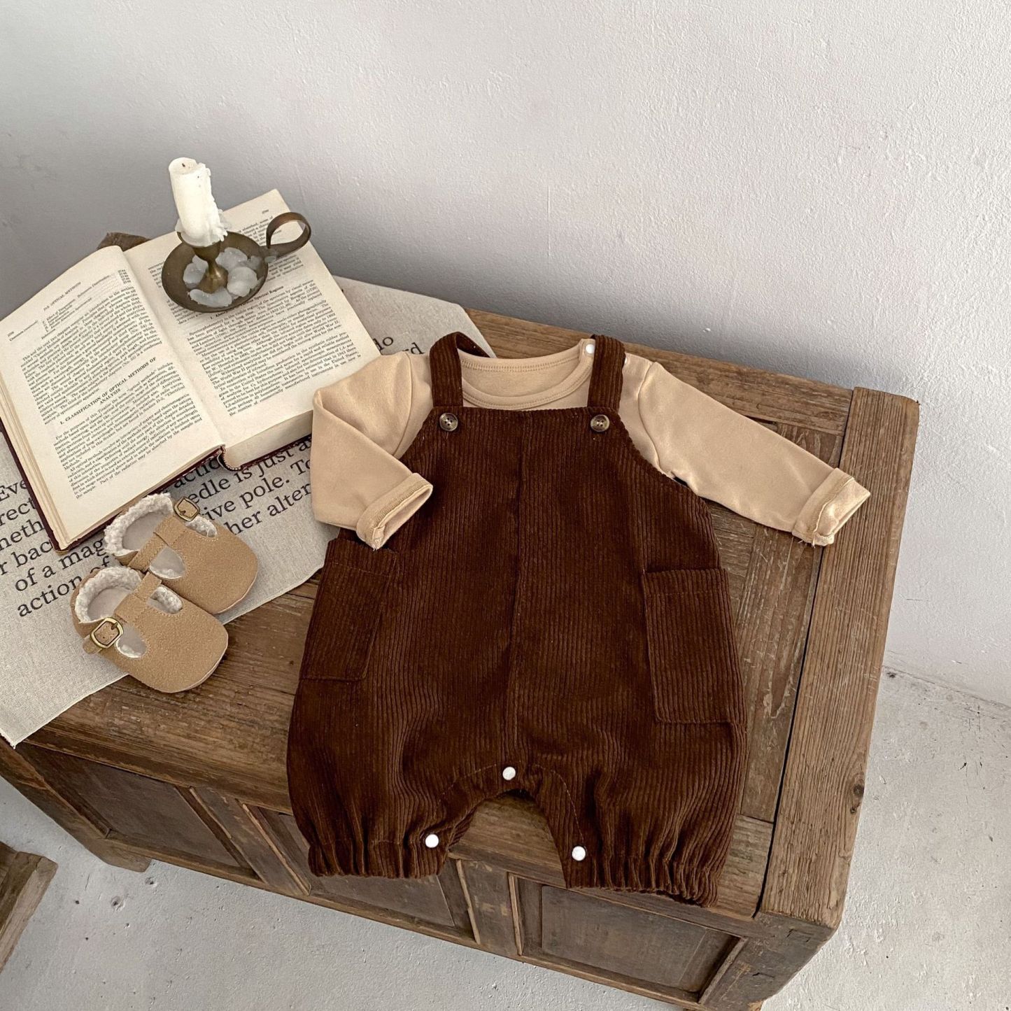 Baby Boy/Girl Corduroy Double Side Pockets Overalls Romper-kissminis