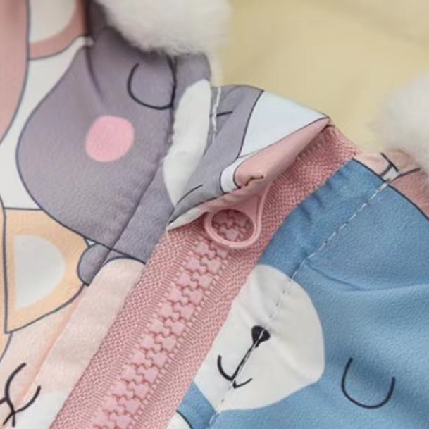 Baby Boy/Girl Winter Bear Allover Thicken Hooded Fuzzy Long Sleeve Romper-kissminis