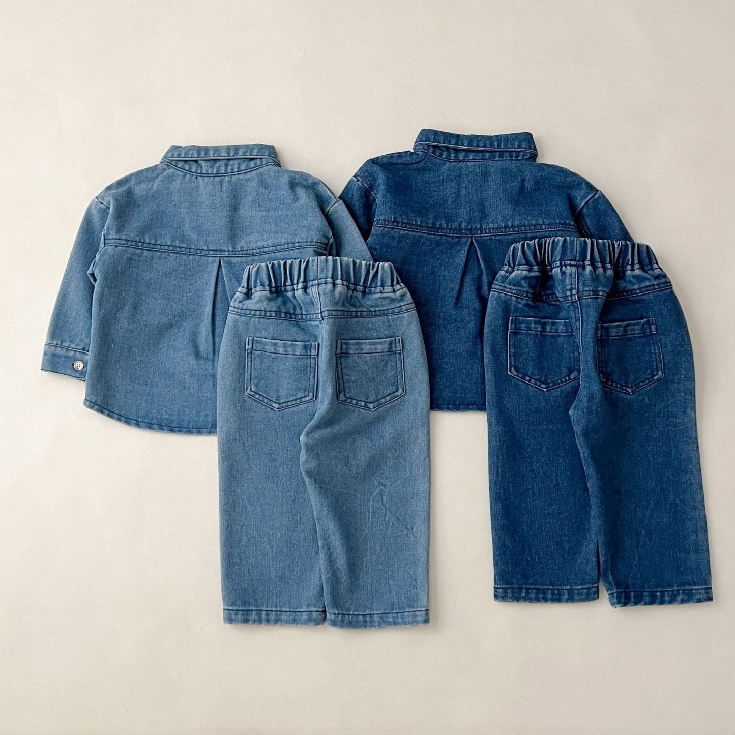 2pcs Baby Solid Color Denim Jacket and Pants Set-kissminis