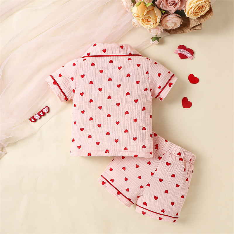 2pcs Baby Girl/Boy Red Heart Cute T-shirt with Pant Set
