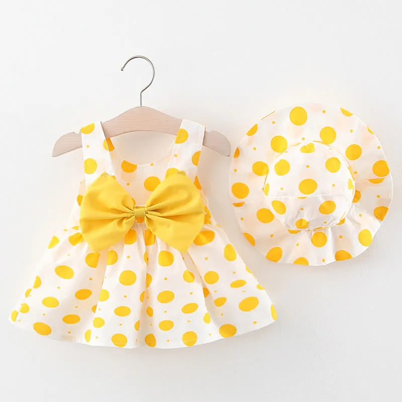 Baby Bow Dots Dress with Hat