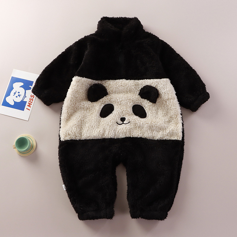 Baby Boy/Girl Cute Animals Pocket Design Solid Color Fluff Long Sleeve Romper-kissminis