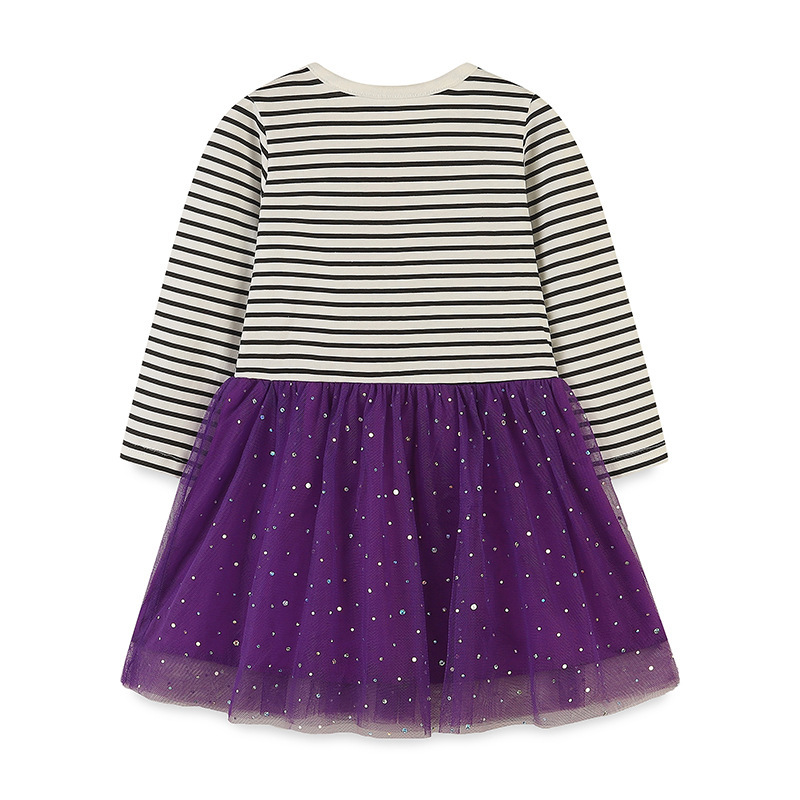 Baby Toddler Girl Hallowen Pumpkin Print Bowknot Long Sleeve Dress-kissminis