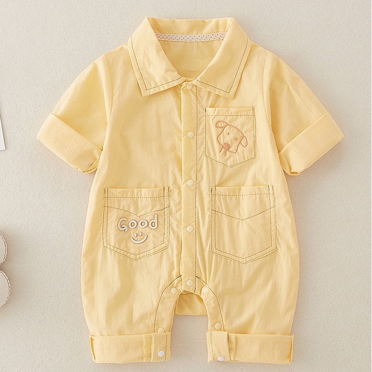 Baby Boy/Girl Line Puppy Print Romper-kissminis