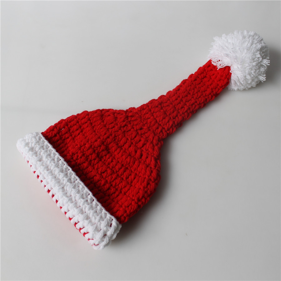 Newborn Baby Christmas Theme Photo Shoot Knitted Bib Pants and Hat Set-kissminis