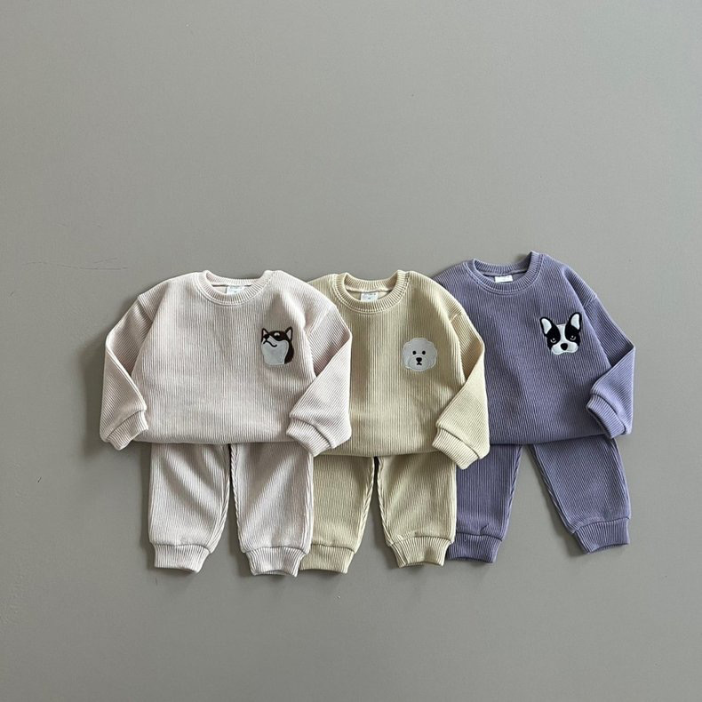 2pcs Toddler Boy/Girl Embroidered Animal Pattern T-Shirt and Pants Set-kissminis