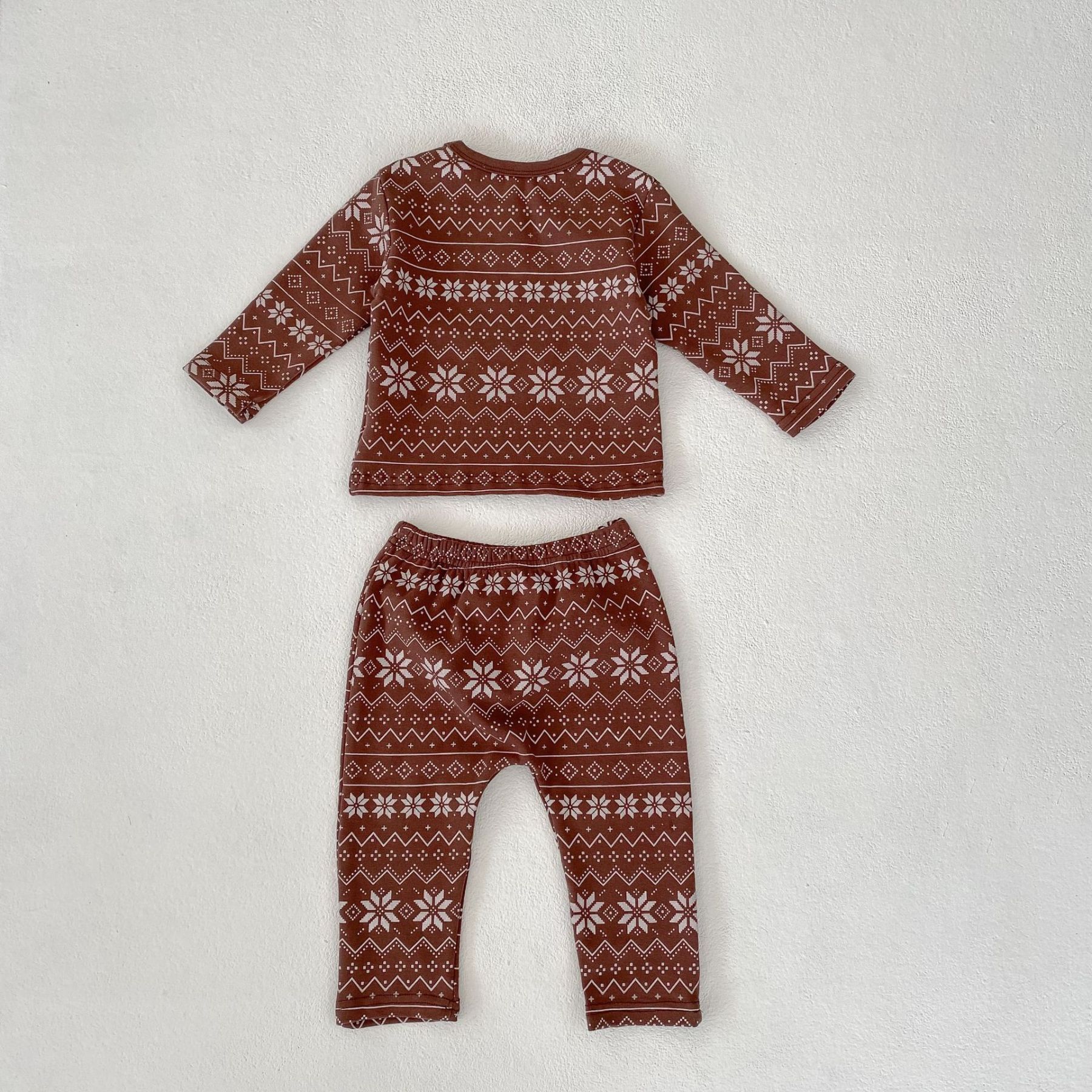 Baby Toddler Boy/Girl Christmas Style Allover Snowflakes Pattern Long Sleeve Sweatshirt and Pants Set-kissminis