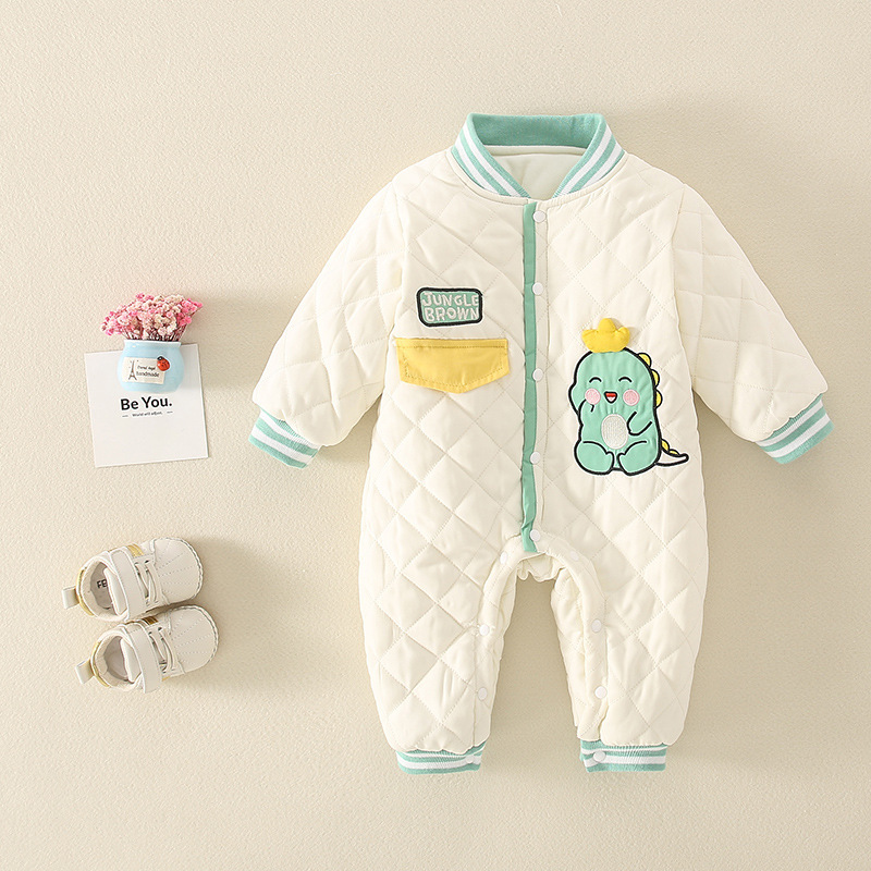 Baby Boy & Girl Cartoon Dinosaur Graphic Long Sleeve Romper-kissminis