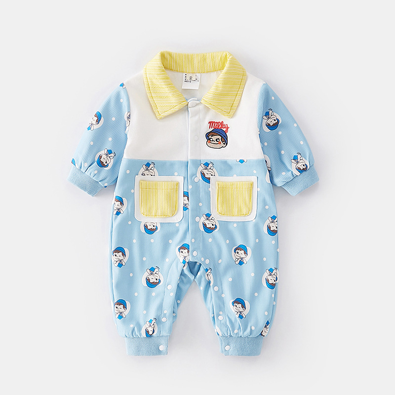 Baby Boy Cartoon Boy Graphic Long Sleeve Romper-kissminis