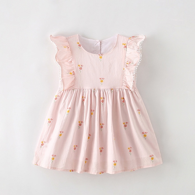 Baby/Toddler Girl Colorful Flower Print Short Sleeve Dress-kissminis