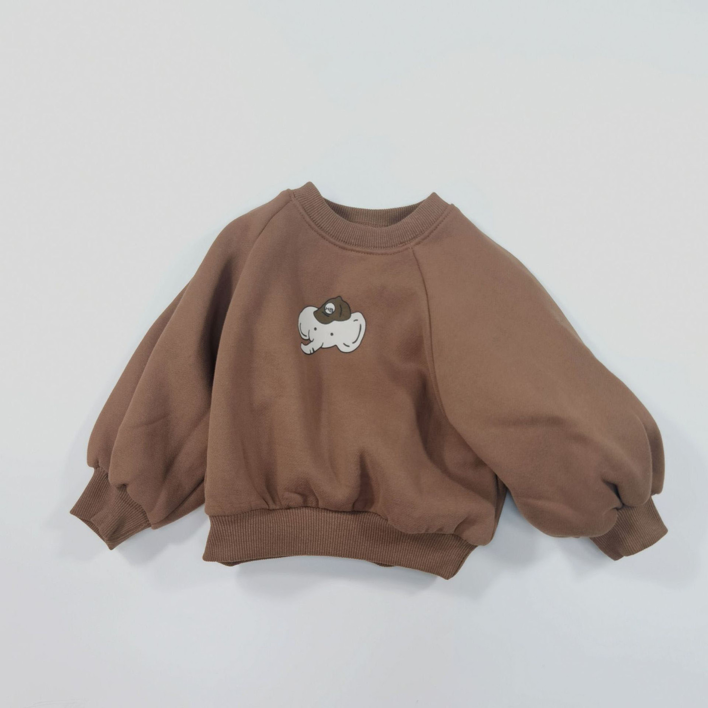 Baby Toddler Boy/Girl Ins Style Elephant Pattern Solid Color Long Sleeves Sweatshirt-kissminis