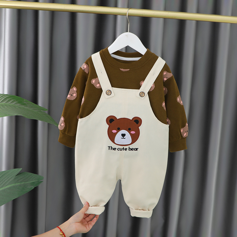Toddler Boy Allover Cute Bear Two Piece Set-kissminis