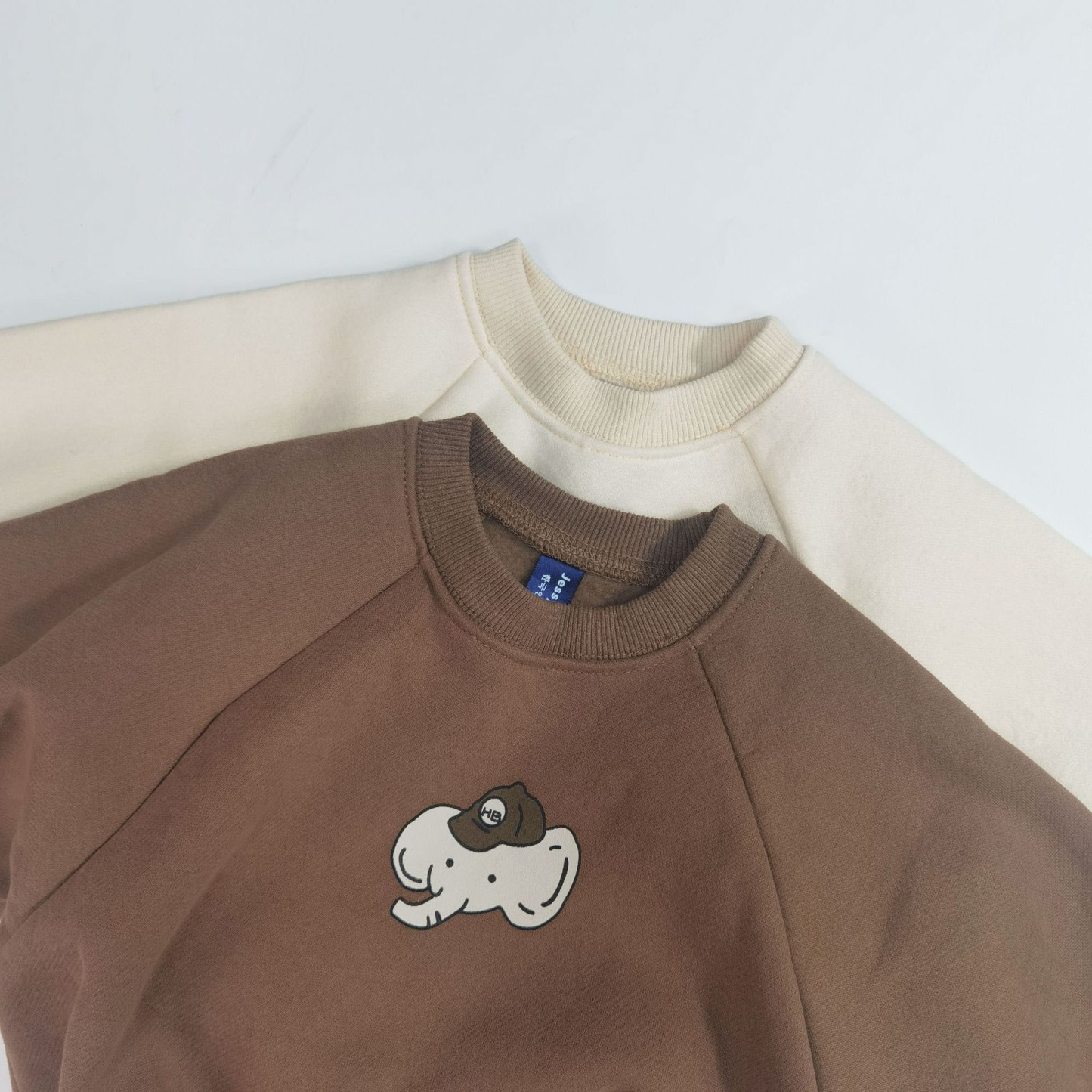Baby Toddler Boy/Girl Ins Style Elephant Pattern Solid Color Long Sleeves Sweatshirt-kissminis
