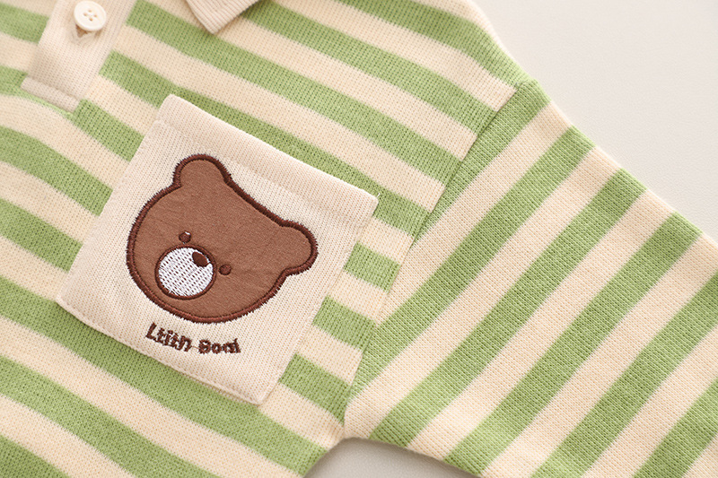 2pcs Toddler Bear Stripe Pocket Sweatshirt and Pant Set-kissminis