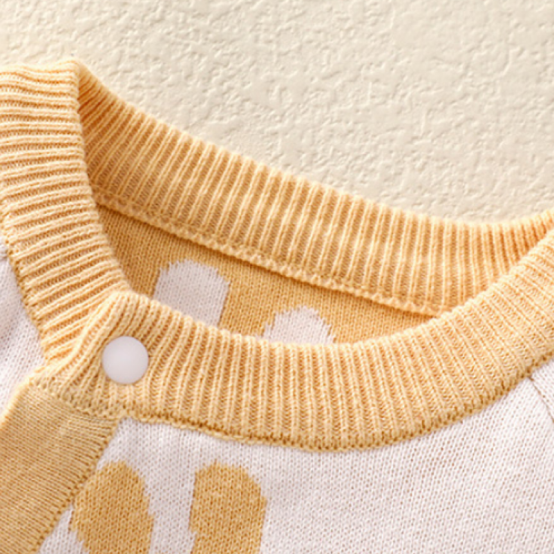 BabyGirl Allover Cute Rabbit Long Sleeve Ribbed Knit Romper-kissminis