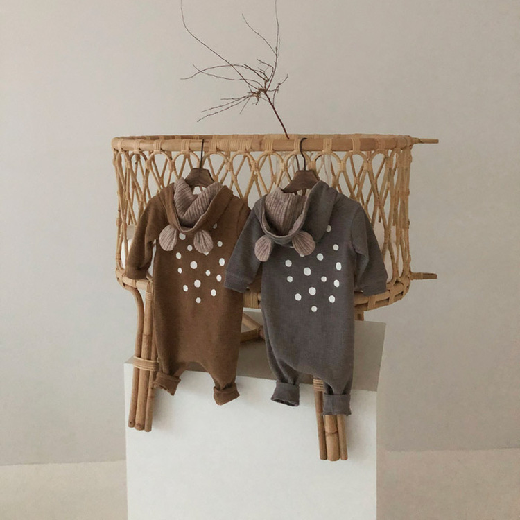 Baby Boy/Girl Winter Christmas Little Deer and Hooded Long Sleeve Romper-kissminis