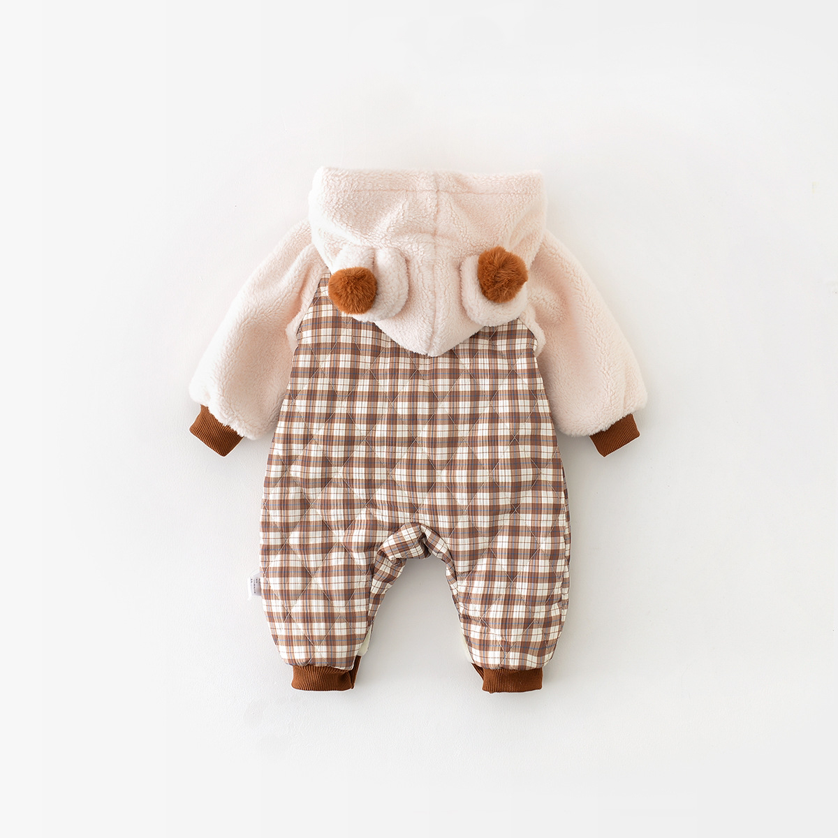 Baby Boy/Girl Bear Plaid Graphic Long Sleeve Romper-kissminis