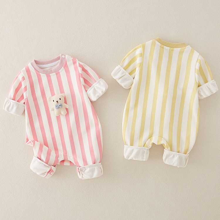 Baby Boy/Girl Striped Cub Cartoon Romper-kissminis