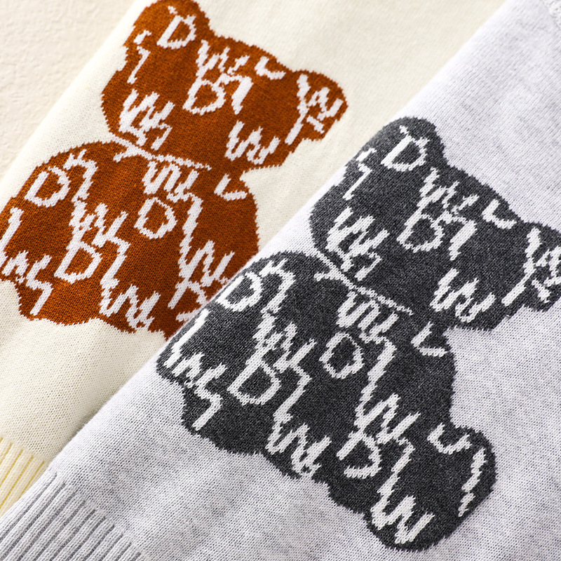 2pcs Baby Boys & Girls Bear Graphic Knit Tops and Pants Set-kissminis