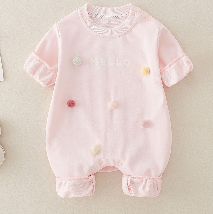Colorful Fur Ball"HELLO" Letter Printing Romper-kissminis