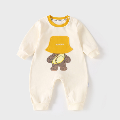 Baby & Girl Cute Hat Cartoon Print Long Sleeve Romper-kissminis