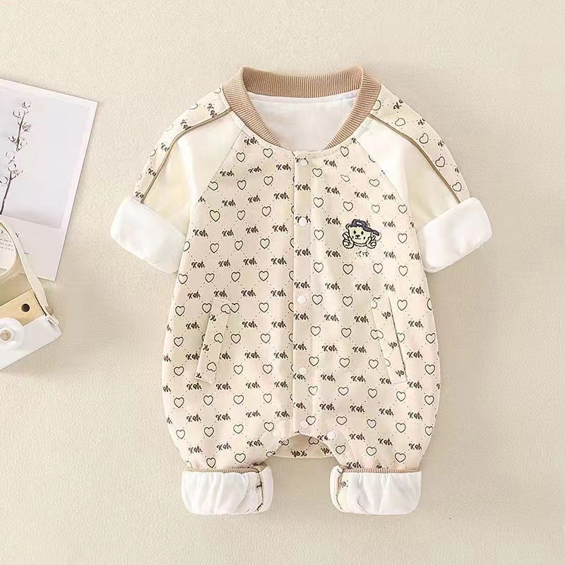 Newborn Baby Boy/Girl Love Coverage Design Soild Color Winter Long Sleeve Romper-kissminis