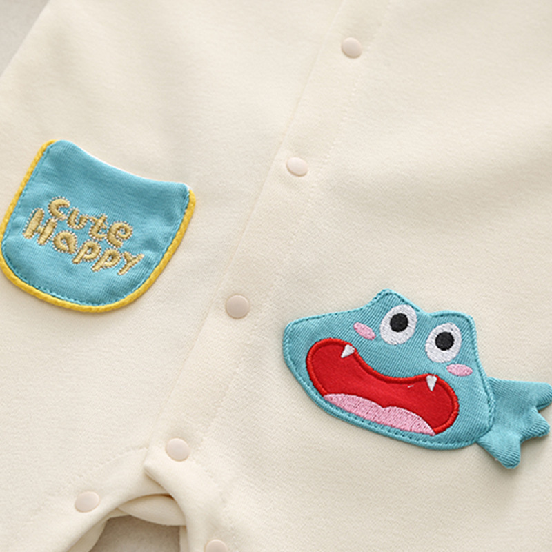 Baby Boy/Girl Stripe Line Dinosaur Graphic Romper-kissminis