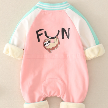 Baby Cute Koala and Letter Print Long Sleeve Baseball Romper-kissminis
