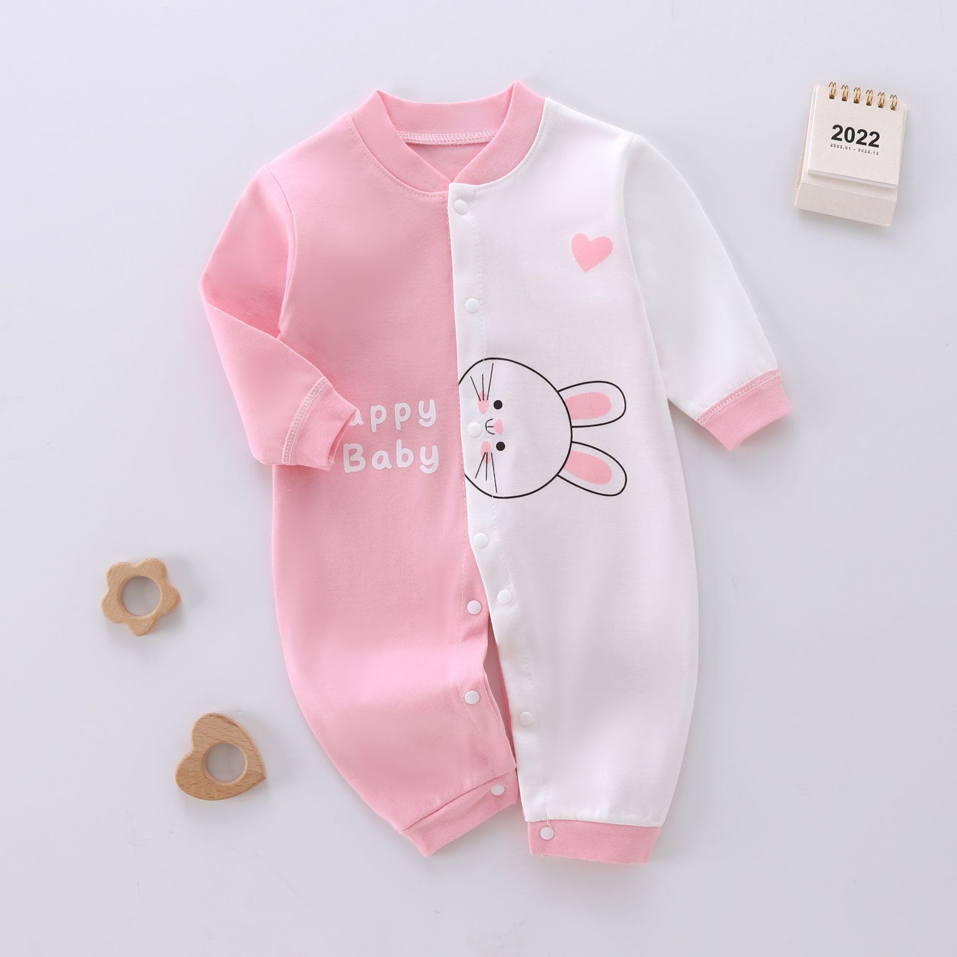 Long Sleeve Combed Cotton Romper, Printed Infant Onesie (Unisex) 