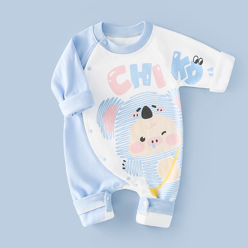 Baby Romper - 100% Cotton Long Sleeve Bodysuit for Boys & Girls, Cute Cartoon Print Outfit (Newborn-24 Months)
