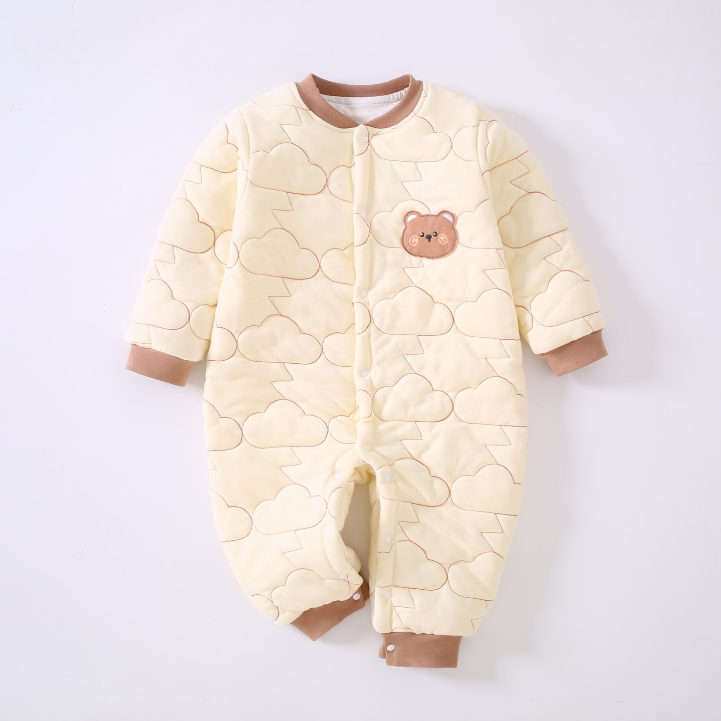 Newborn Baby Boy/Girl Bear Graphic Long Sleeve Romper-kissminis