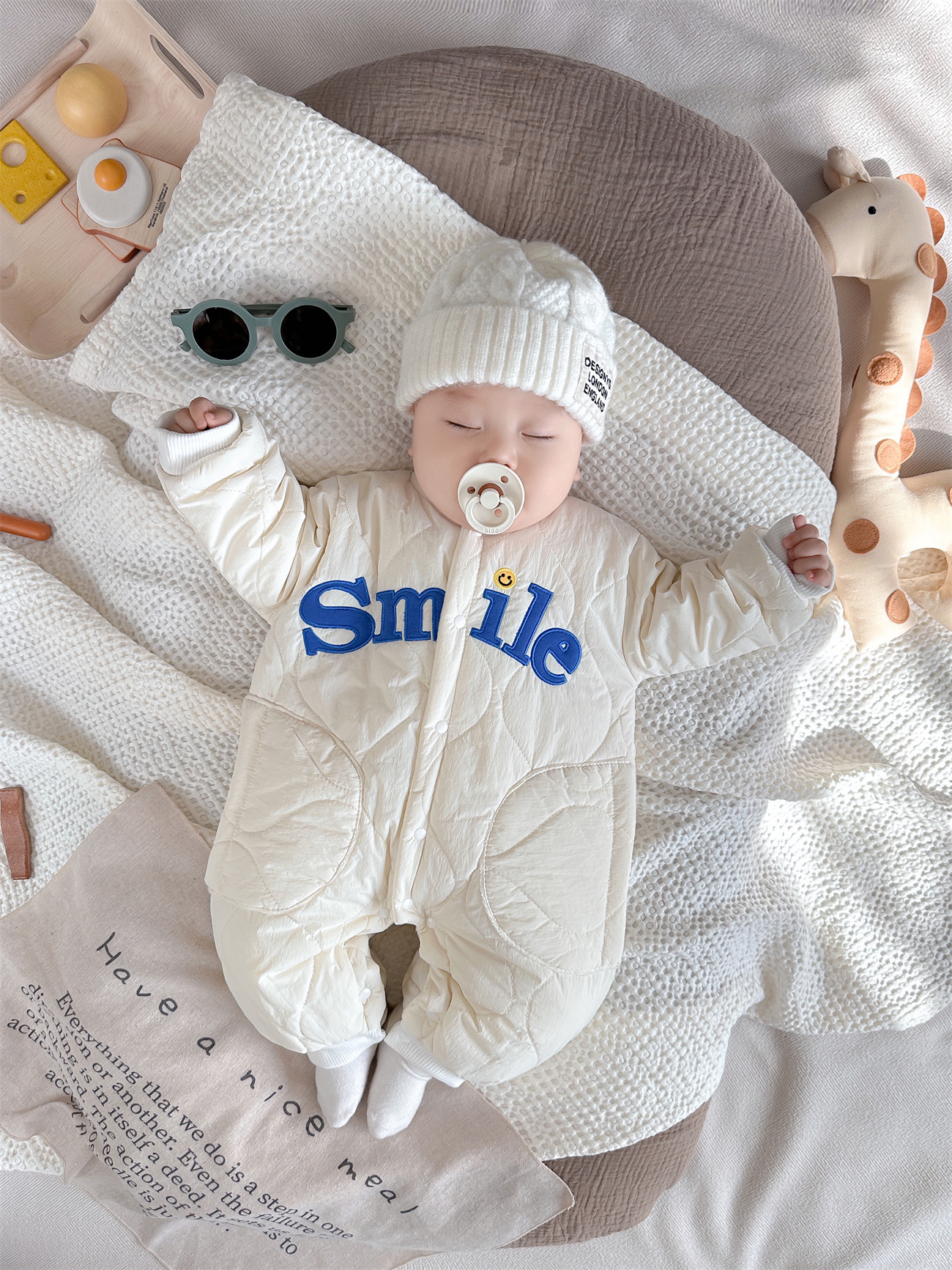 Baby Boy/Girl Smile Letter Printing Long Sleeve Romper-kissminis