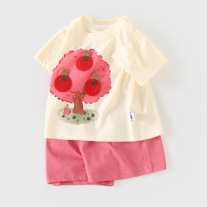 2pcs Baby Boy/Girl Pink Tree Print T-shirt with Pant Set-kissminis