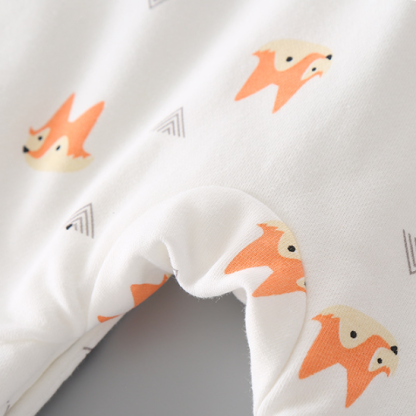 Baby Allover Fox Print Hooded Long Sleeve Romper-kissminis
