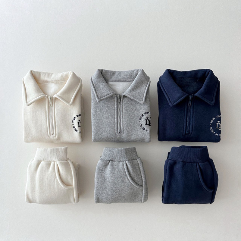 2pcs Toddler Boy/Girl Letters Print Solid Color Long Sleeves Sweatshirt and Pants Set-kissminis