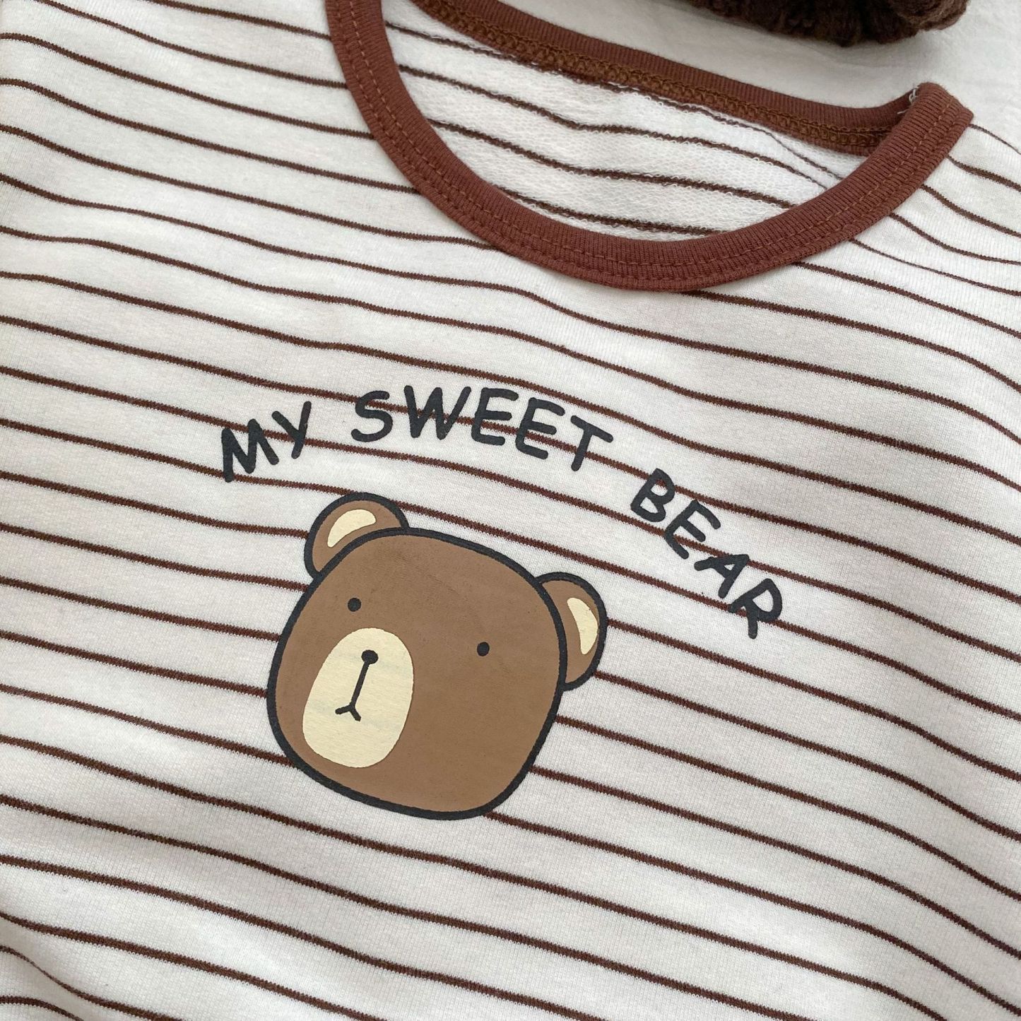 2pcs Baby Toddler Boy/Girl 'MY SWEET BEAR' Bear Print Sweatshirt and Pants Set -kissminis