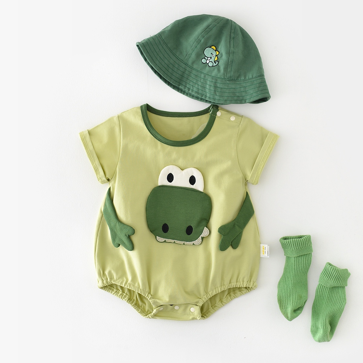 Baby Boy/Girl Dinosaur Cartoon Bodysuit-kissminis