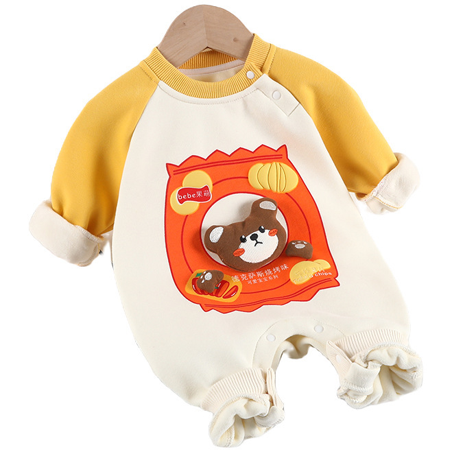 Baby & Girl Winter Cartoon Bear Thichen Long Sleeve Romper-kissminis