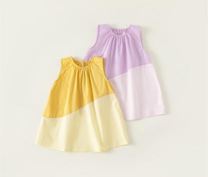 Baby Toddler Girl Block Color Sleeveless Dress
