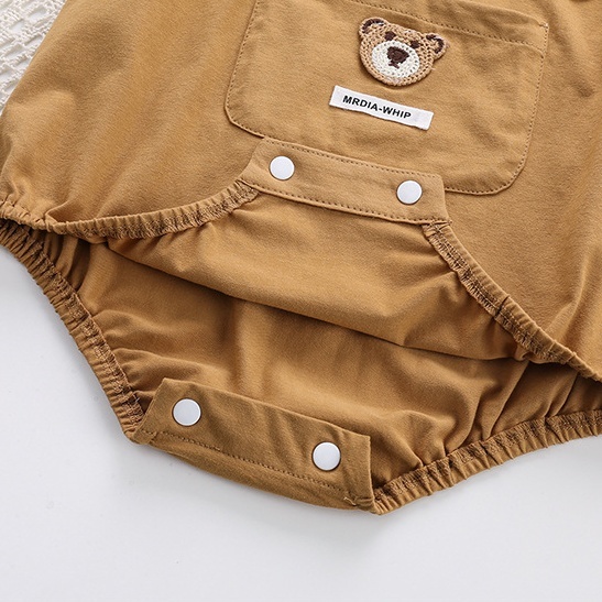 Baby Boy/Girl Bear Embroidery Prints Bodysuit-kissminis