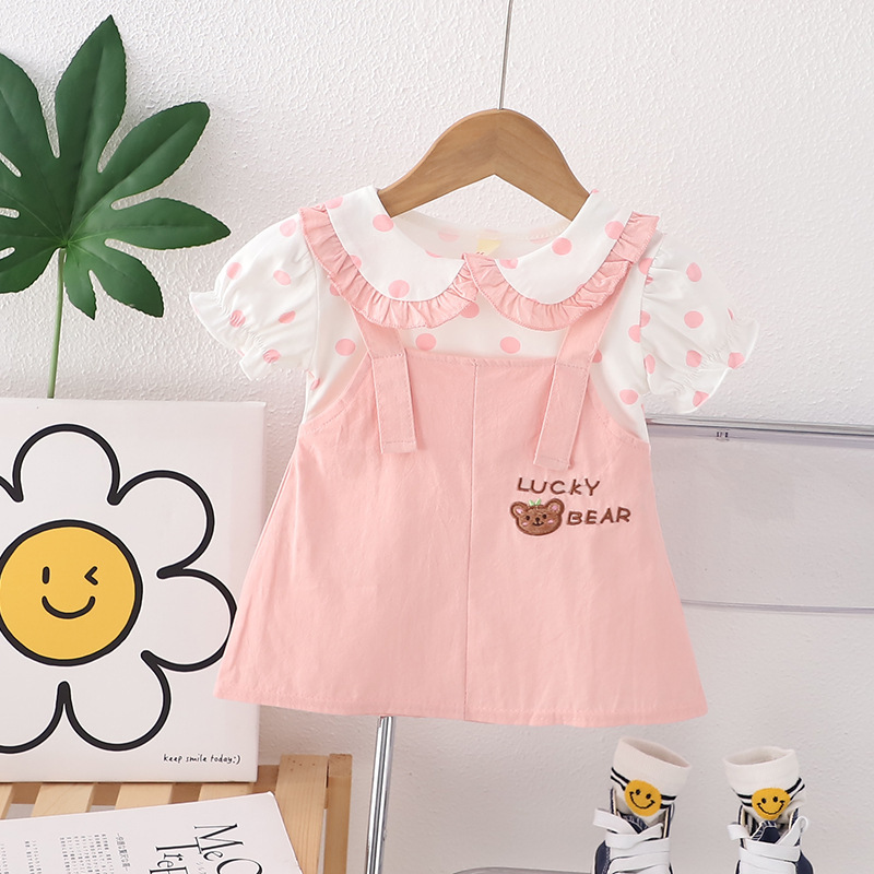 Baby/Toddler Girl Round Dot Short Sleeve Dress-kissminis