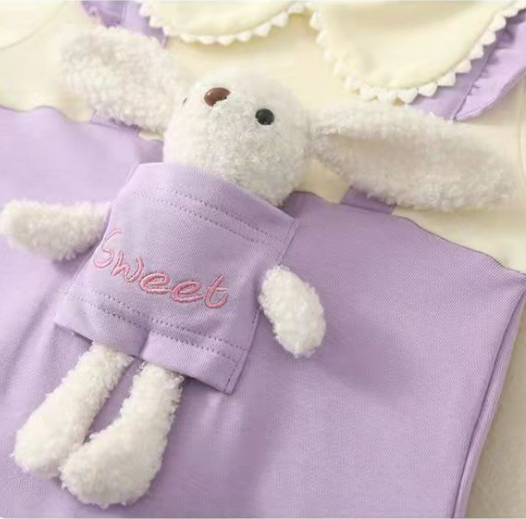  Baby Girl Princess Stylistic Bear Overalls Romper-kissminis