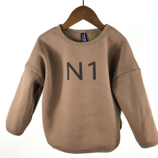 Toddler Boy/Girl Ins Style "N1" Print Solid Color Long Sleeves Sweatshirt-kissminis
