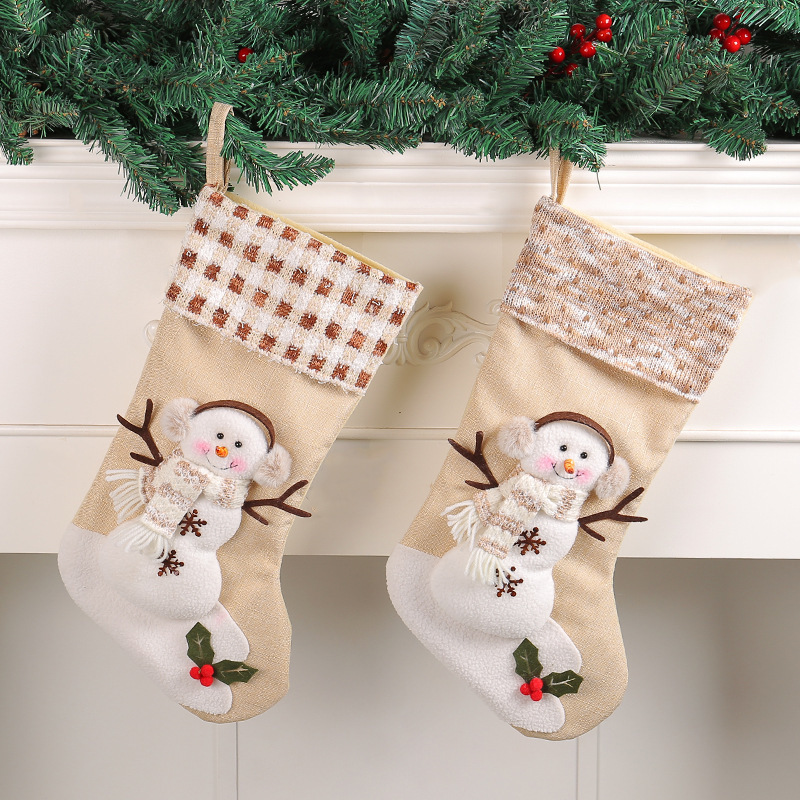 Christmas Style Cute Snowman Pattern Sock Decorations-kissminis