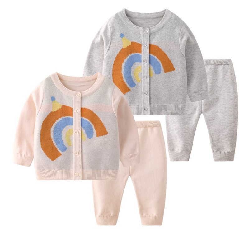 Baby Boy/Girl Rainbow Design Long Sleeve Ropmer-kissminis