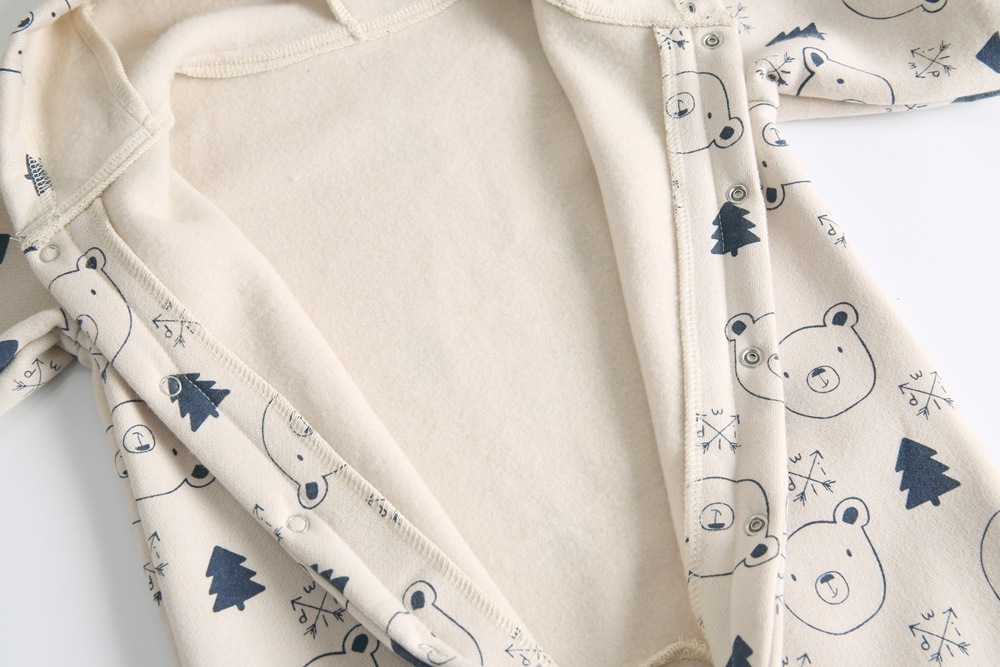 Baby Boy Allover Animal Pattern Thicken Long Sleeve Hooded Romper-kissminis