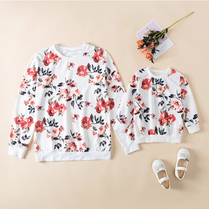 Floral Print Sweatshirt for Mommy and Me-kissminis